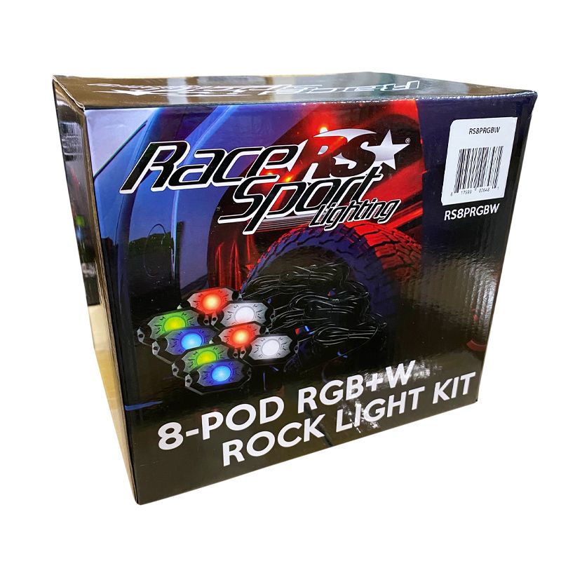 LED Rock Light Kit 8-POD RGBW Hi-Power Rock Light Complete Kit with Bluetooth APP controls in Retail Box