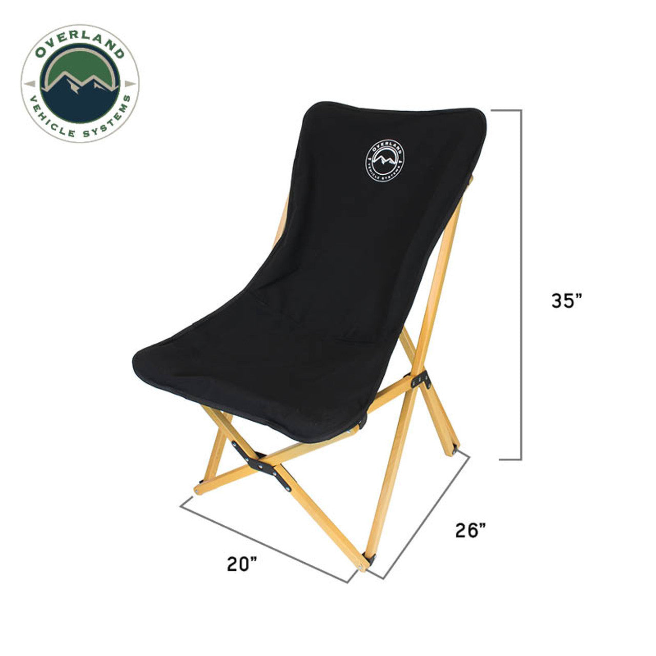 Overland Vehicle Systems Kick It Wooden Camp Chair - Wood Base & Storage Bag