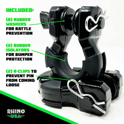 Rhino USA 8T Super Shackle 2-Pack (Black)