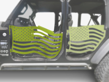 Steinjäger Doors Wrangler JL 2018 to Present Trail, American Flag Design Front Doors Gecko Green