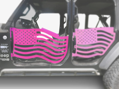 Steinjäger Doors Wrangler JL 2018 to Present Trail, American Flag Design Front Doors Hot Pink