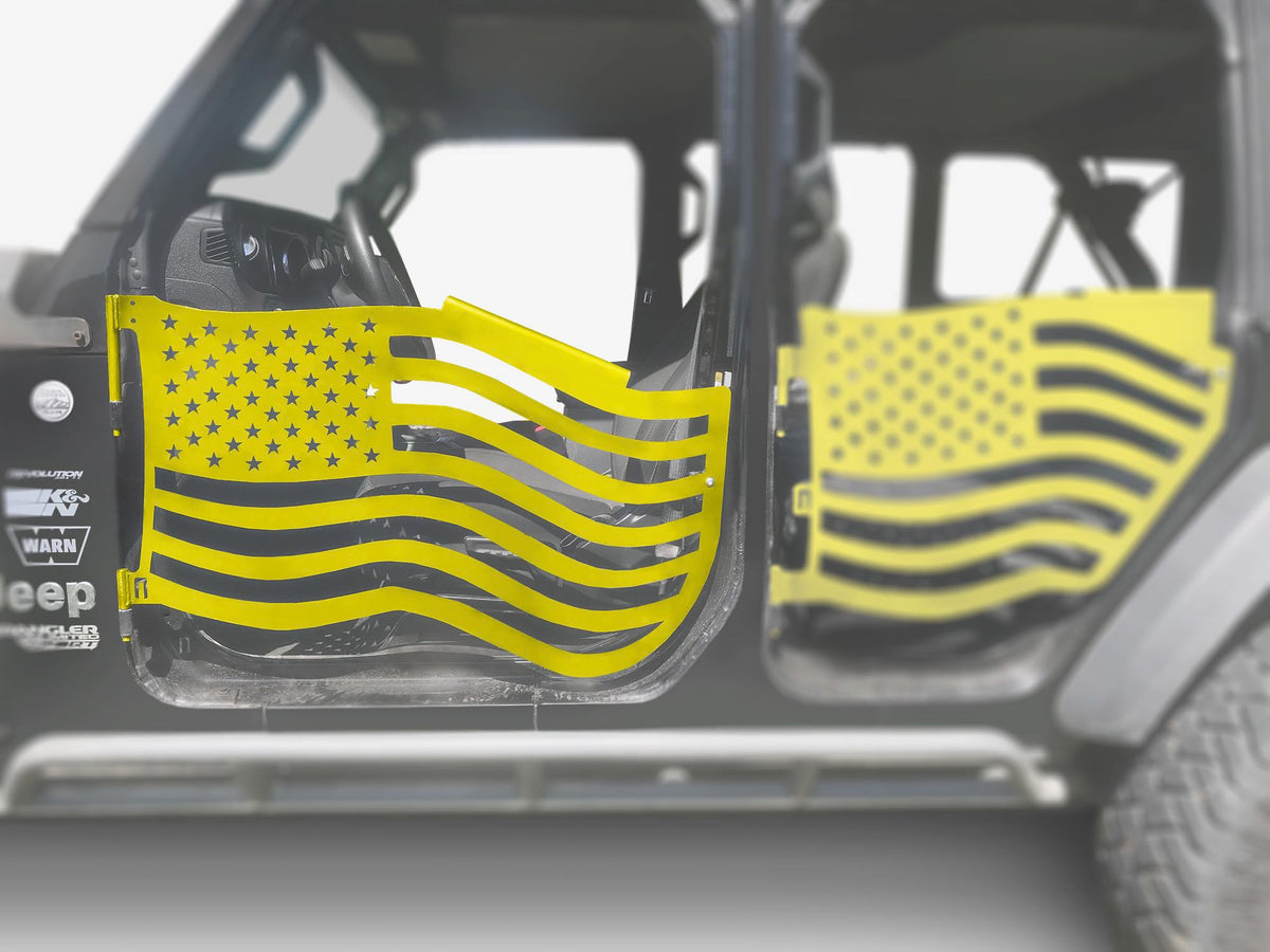 Steinjäger Doors Wrangler JL 2018 to Present Trail, American Flag Design Front Doors Lemon Peel