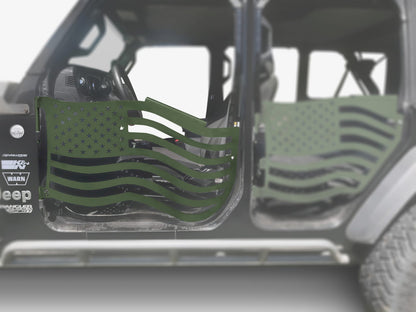 Steinjäger Doors Wrangler JL 2018 to Present Trail, American Flag Design Front Doors Locas Green