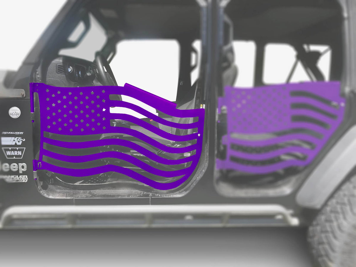 Steinjäger Doors Gladiator JT 2019 to Present Trail, American Flag Design Front Doors Sinbad Purple