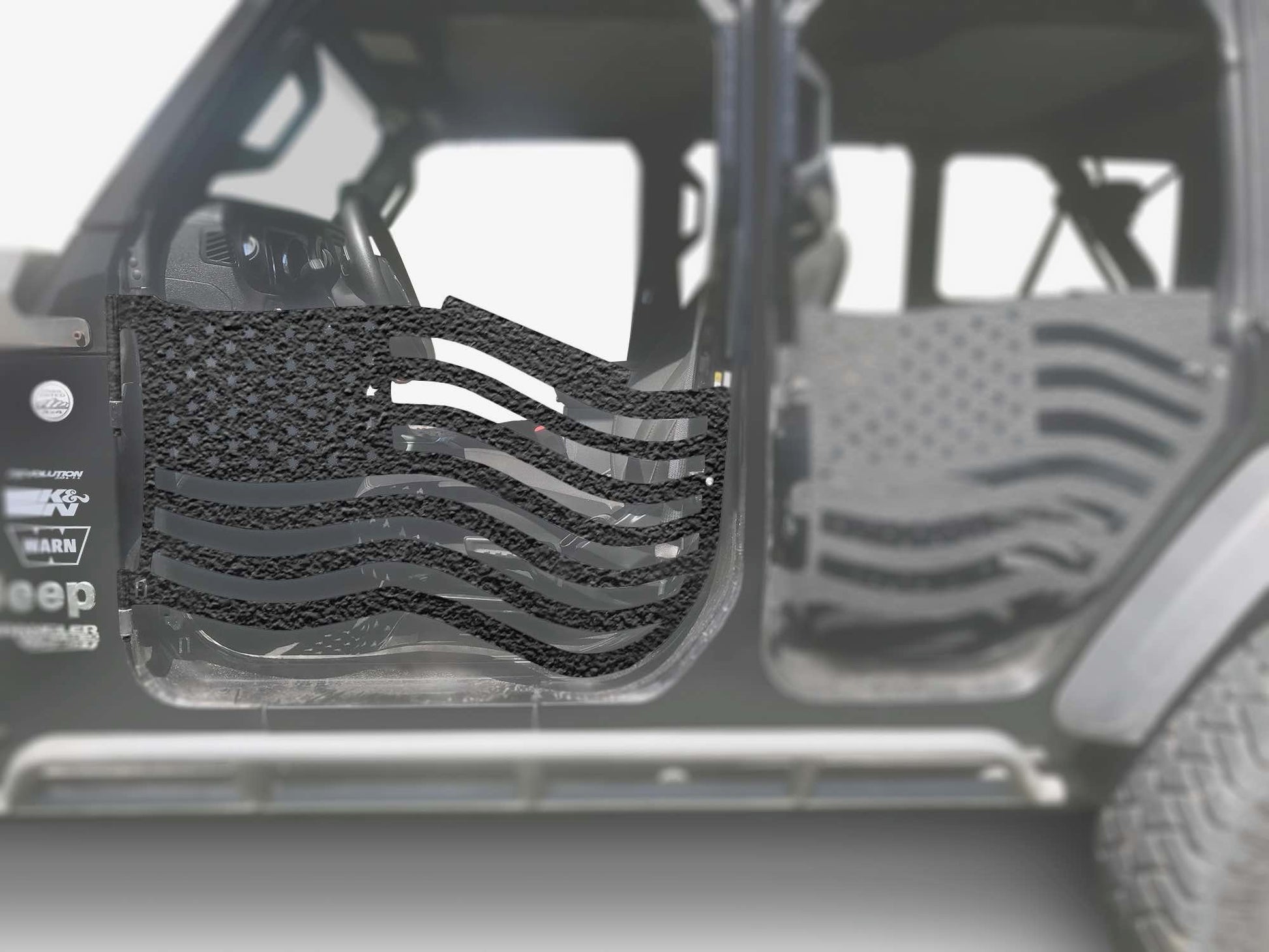 Steinjäger Doors Wrangler JL 2018 to Present Trail, American Flag Design Front Doors Texturized Black