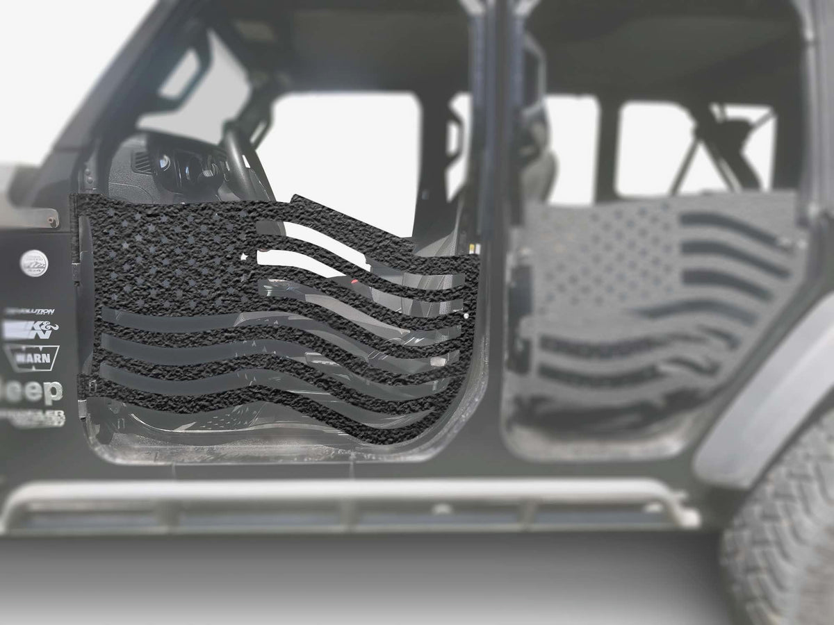 Steinjäger Doors Gladiator JT 2019 to Present Trail, American Flag Design Front Doors Texturized Black