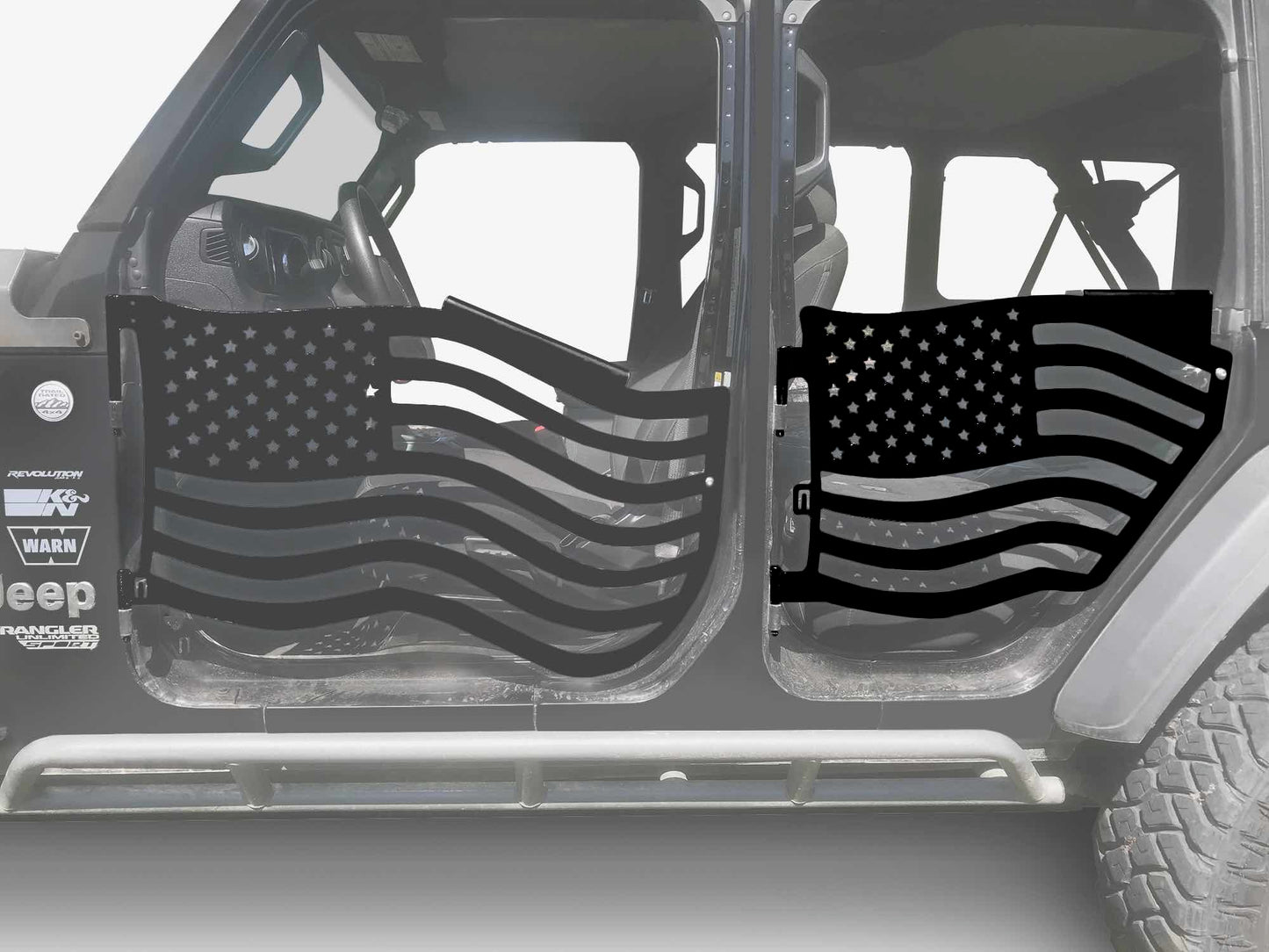 Steinjäger Doors Gladiator JT 2019 to Present Trail, American Flag Design American Flag Black