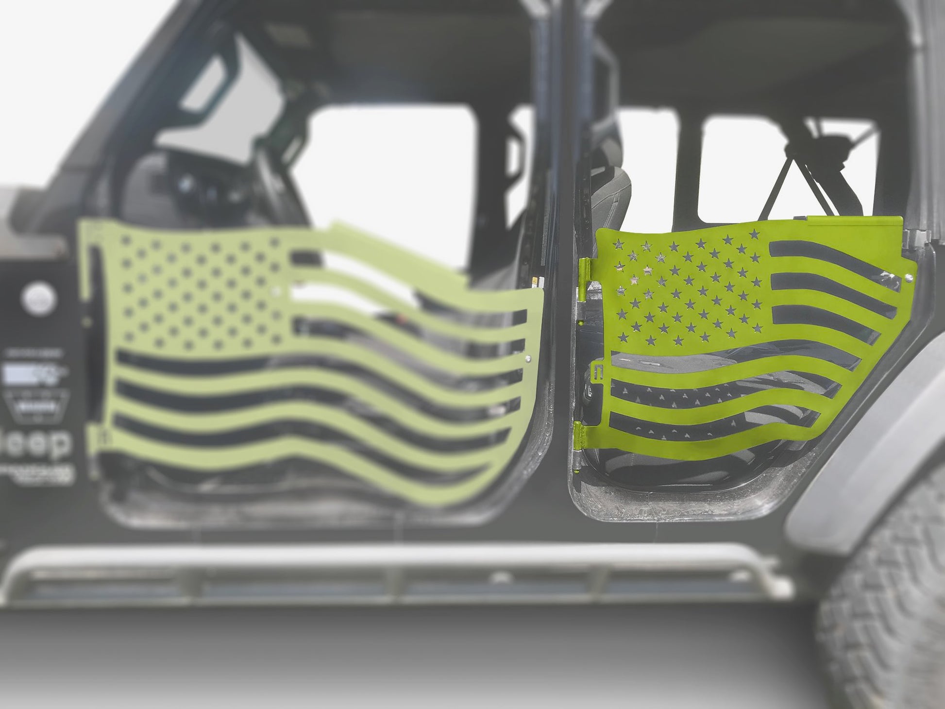 Steinjäger Doors Gladiator JT 2019 to Present Trail, American Flag Design American Flag Gecko Green