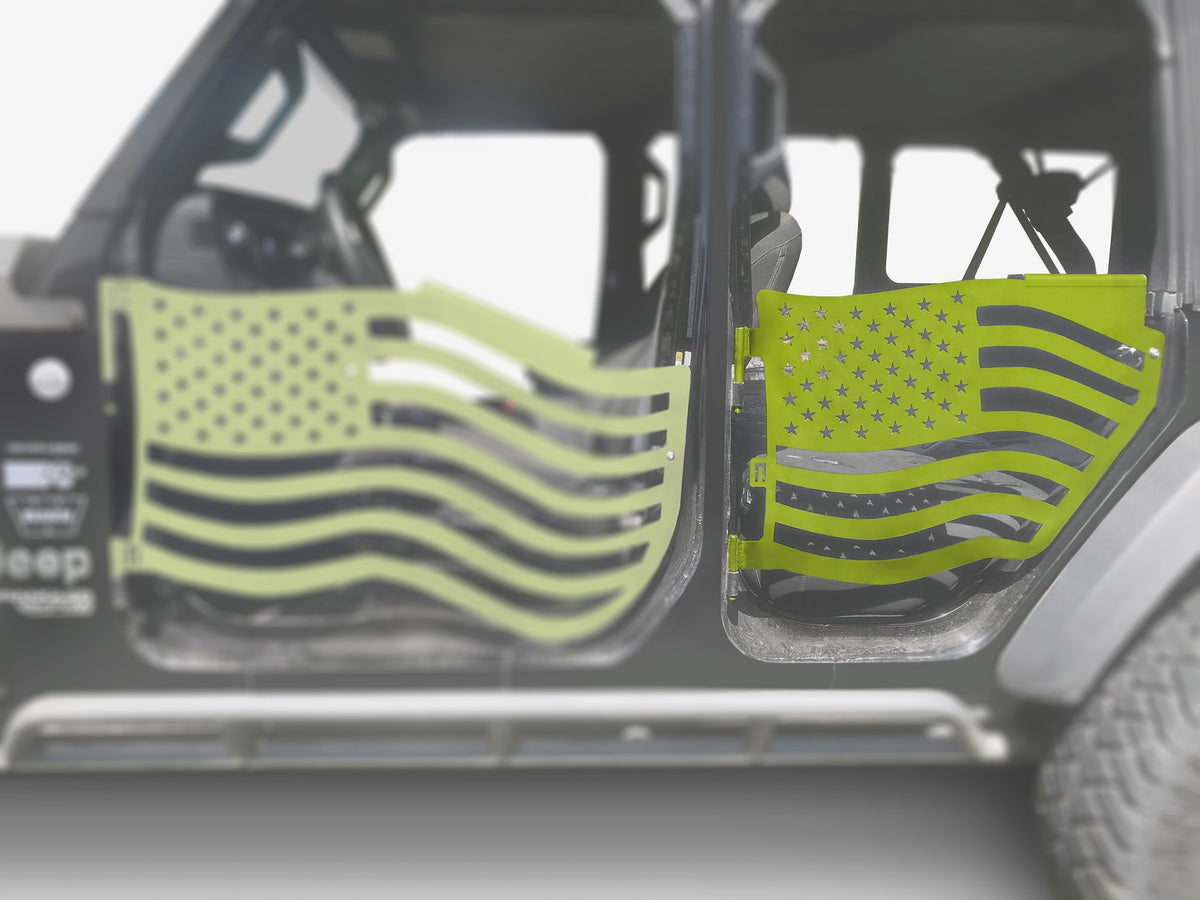Steinjäger Doors Gladiator JT 2019 to Present Trail, American Flag Design American Flag Gecko Green