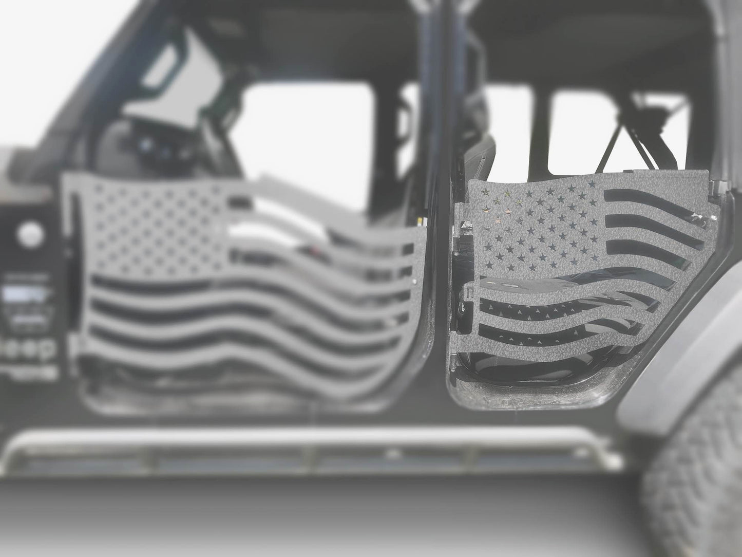 Steinjäger Doors Gladiator JT 2019 to Present Trail, American Flag Design American Flag Gray Hammertone