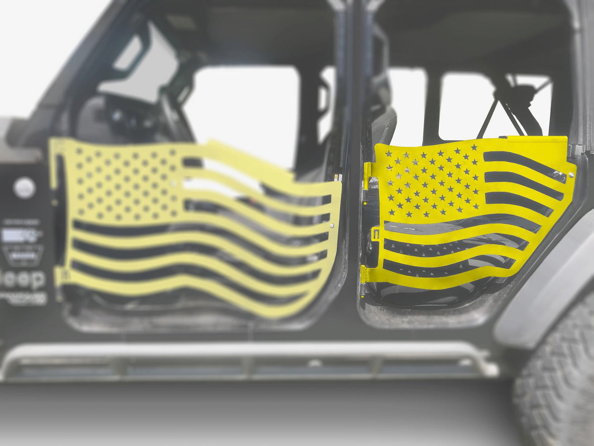 Steinjäger Doors Wrangler JL 2018 to Present Trail, American Flag Design Rear Doors Lemon Peel