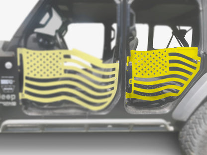 Steinjäger Doors Wrangler JL 2018 to Present Trail, American Flag Design Rear Doors Lemon Peel