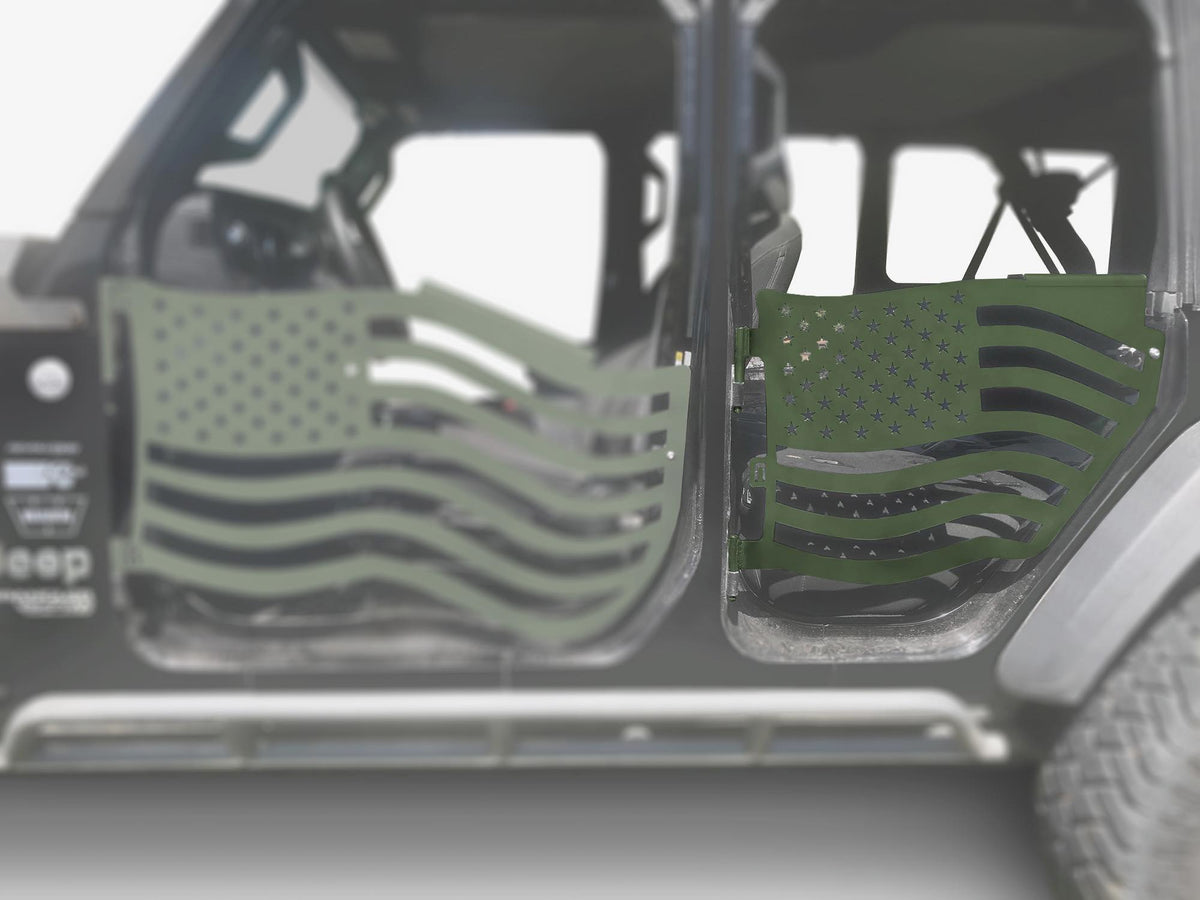 Steinjäger Doors Gladiator JT 2019 to Present Trail, American Flag Design American Flag Locas Green