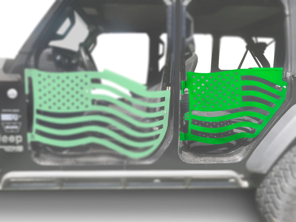 JL and JT Rear Premium Flag Trail Doors - JT - Neon Green