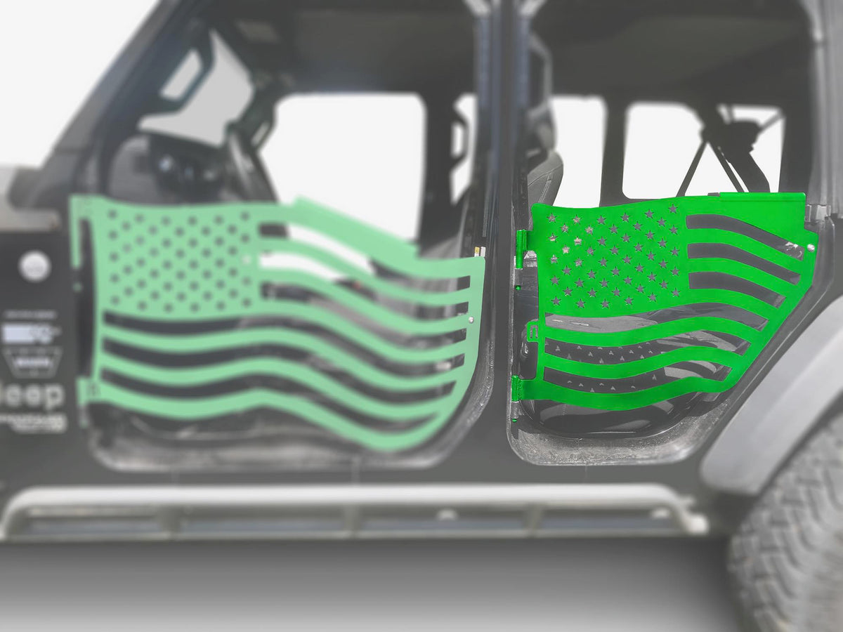 Steinjäger Doors Gladiator JT 2019 to Present Trail, American Flag Design American Flag Neon Green