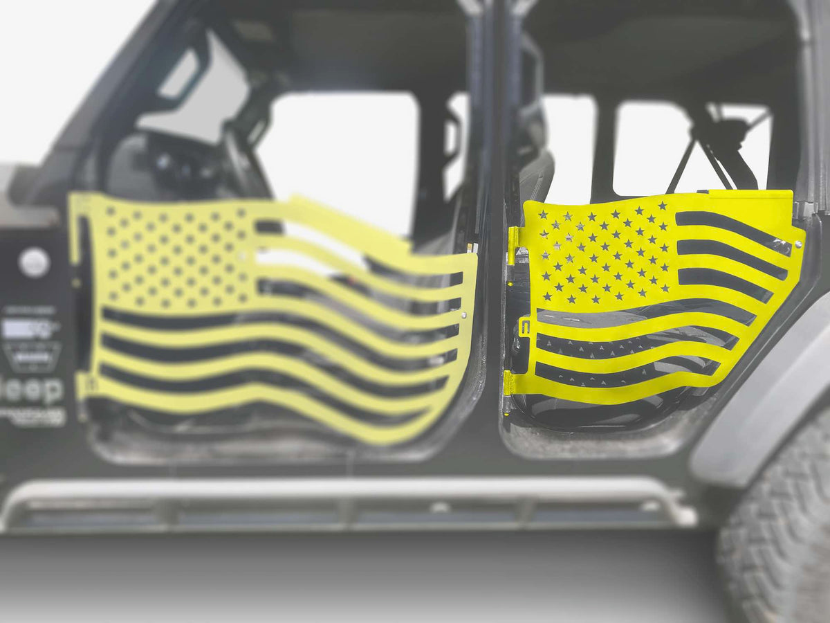 Steinjäger Doors Gladiator JT 2019 to Present Trail, American Flag Design American Flag Neon Yellow