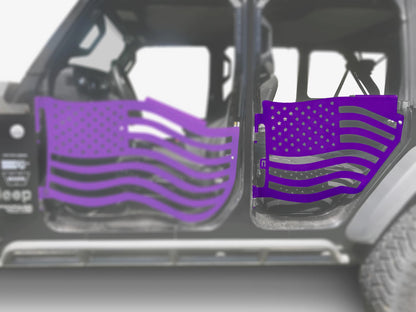 Steinjäger Doors Wrangler JL 2018 to Present Trail, American Flag Design Rear Doors Sinbad Purple