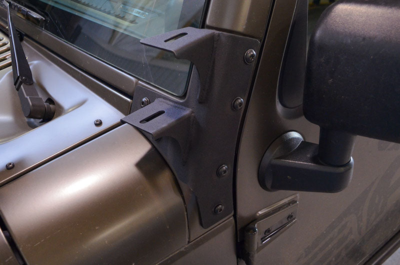 Steinjäger Exterior Accessories Wrangler JK 2007-2018 Texturized Black Light Mounts A-Pillar Double Light Mount