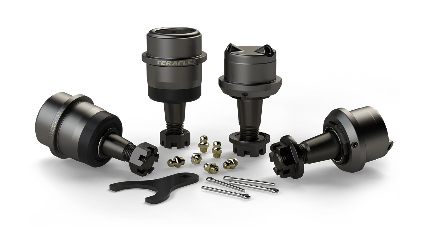 97-06 Jeep Wrangler TJ Dana 30/44 HD Ball Joint Kit w/out Knurl 2 Upper & 2 Lower TeraFlex