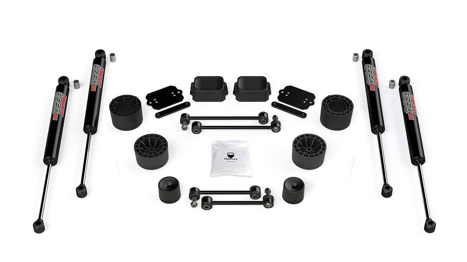 18-Up Wrangler JL 2 Door Rubicon 2.5 Inch Performance Spacer Lift Kit & 9550 VSS Twin-Tube Shocks TeraFlex