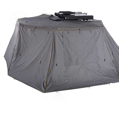 Overland Vehicle Systems HD Nomadic 270 - Awning Wall 2 W/Window, Passenger Side, Grey Body, Green Trim W/Storage Bag