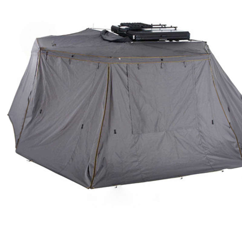 Overland Vehicle Systems HD Nomadic 270 - Awning Wall 2 W/Window, Driver Side, Grey Body, Green Trim W/Storage Bag