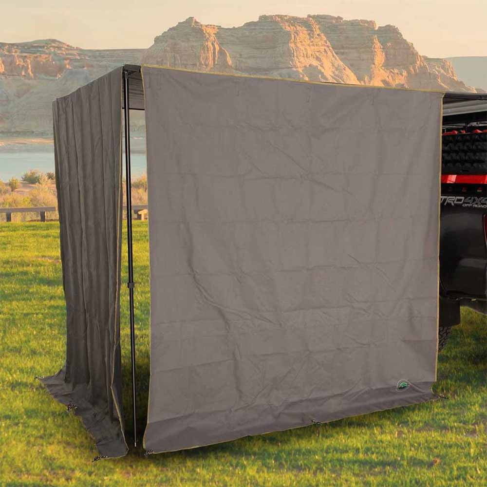 Overland Vehicle Systems HD Nomadic 2.0 - Awning Wall - (Left or Right), 6.5' x 8.0', Grey Body, Green Trim W/Storage Bag