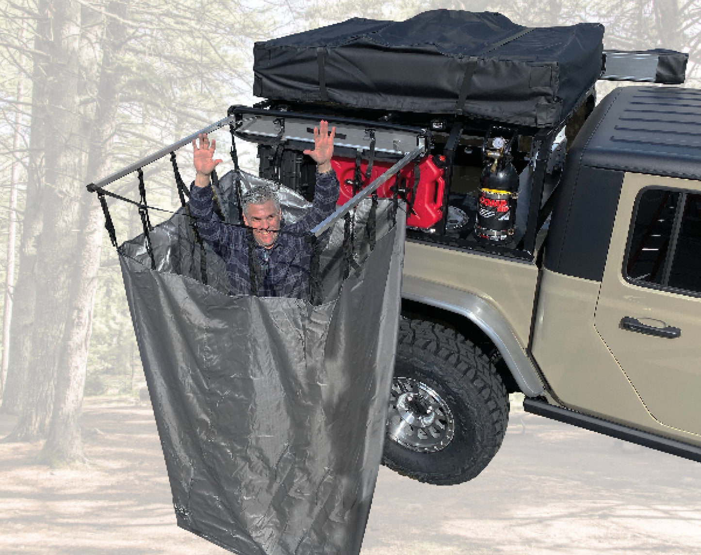 Overland Vehicle Systems HD Nomadic Shower - Single Person Quick Deploying Shower, 42" x 42", Grey Body, Green Trim W/Black Travel Bag