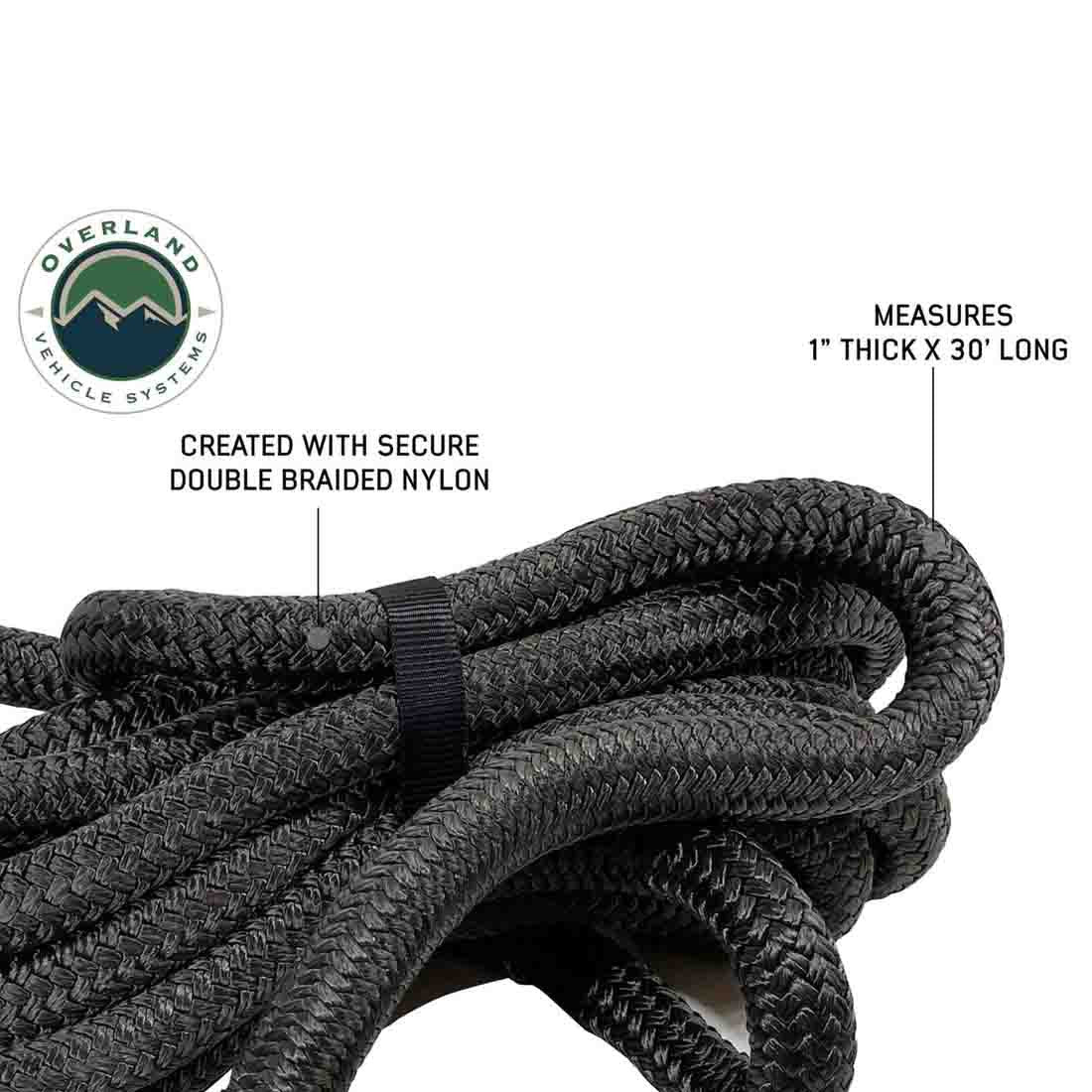 Overland Vehicle Systems Brute Kinetic Recovery Strap 1" x 30" With Storage Bag