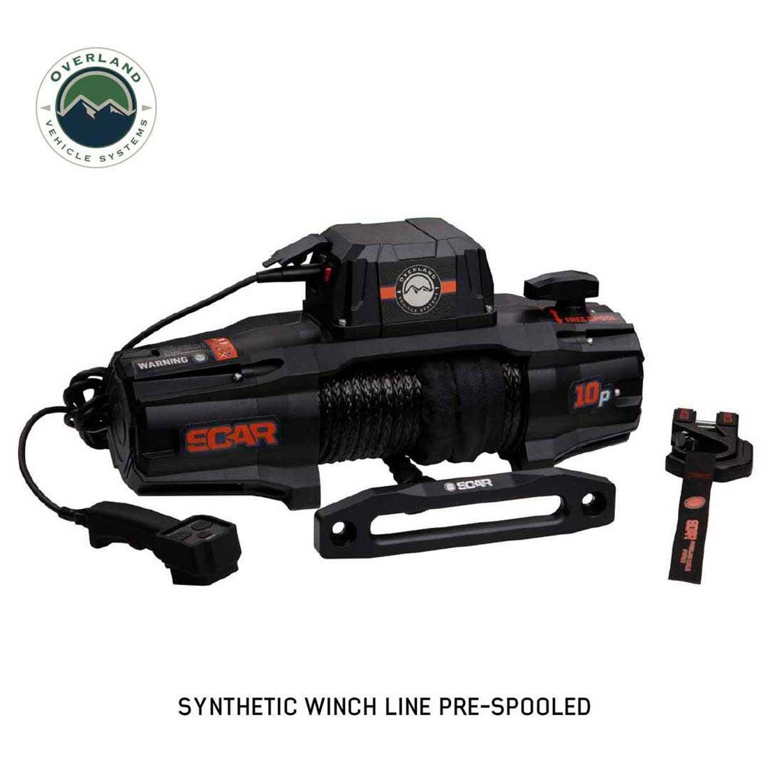 Overland Vehicle Systems SCAR 10P - 10,000 lb. Winch With Synthetic Rope & Wireless Remote