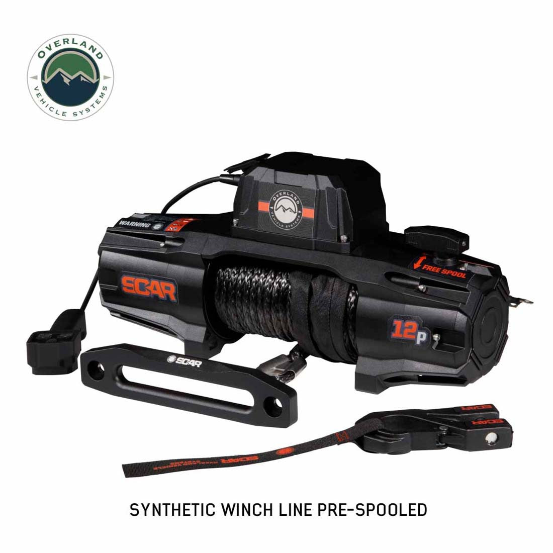 Overland Vehicle Systems SCAR 12P - 12,000 lb. Winch With Synthetic Rope & Wireless Remote