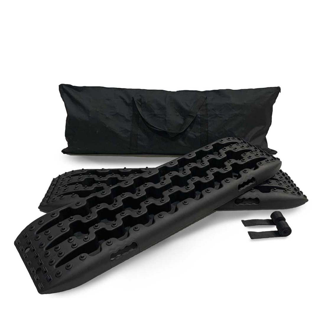 Overland Vehicle Systems Recovery Ramp With Pull Strap and Storage Bag - Black
