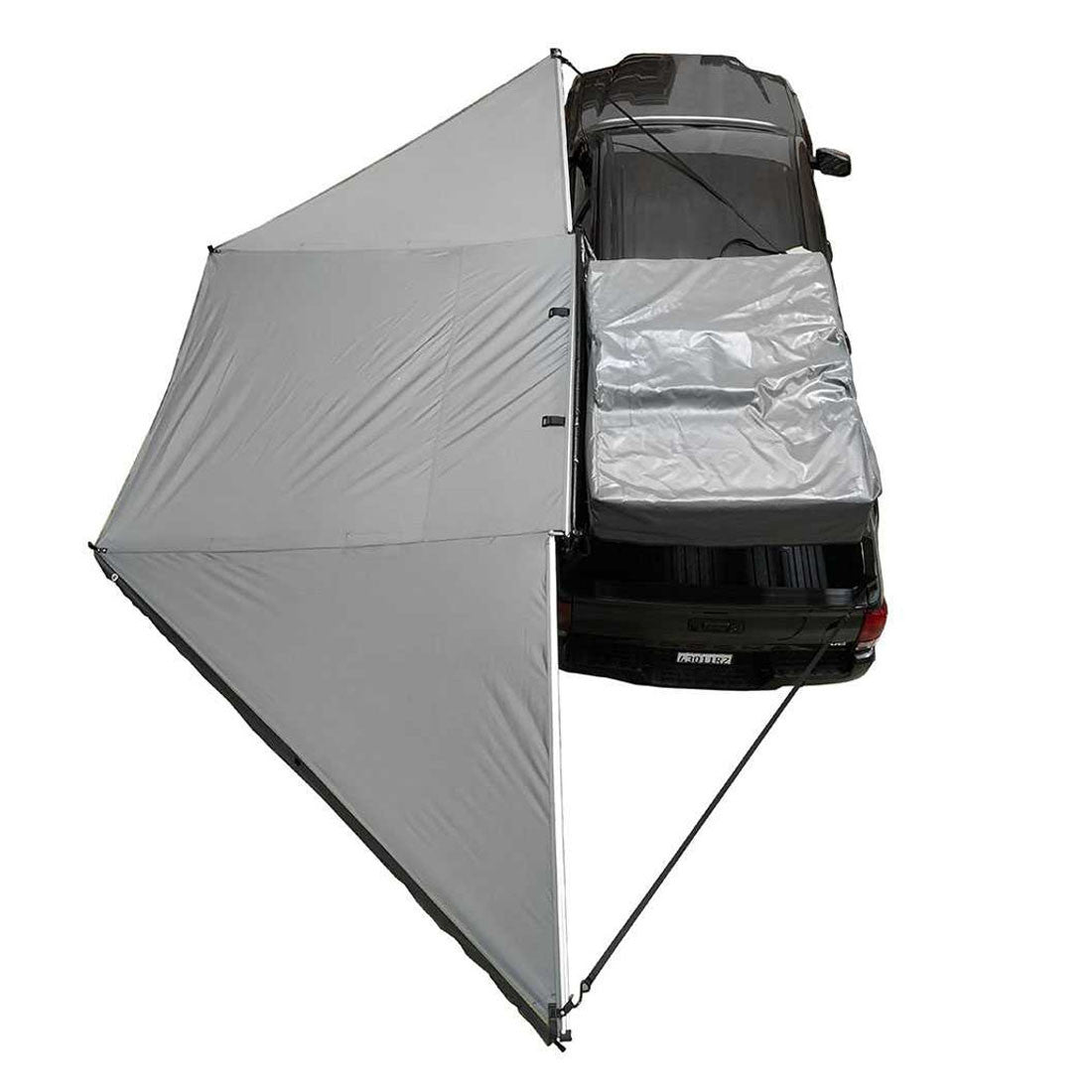 Overland Vehicle Systems HD Nomadic 180 - Awning W/Extended Poles High Roof, Universal, Grey Body, Green Trim W/Black Travel Cover