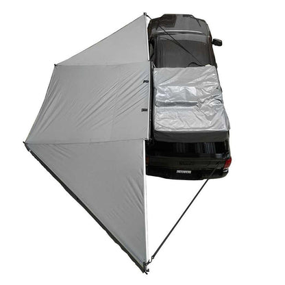 Overland Vehicle Systems HD Nomadic 180 - Awning W/Extended Poles High Roof, Universal, Grey Body, Green Trim W/Black Travel Cover