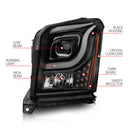 Anzo 15-17 GMC Yukon/Yukon XL Projector Headlights Black Housing/Clear Lens (w/ Light Bars)