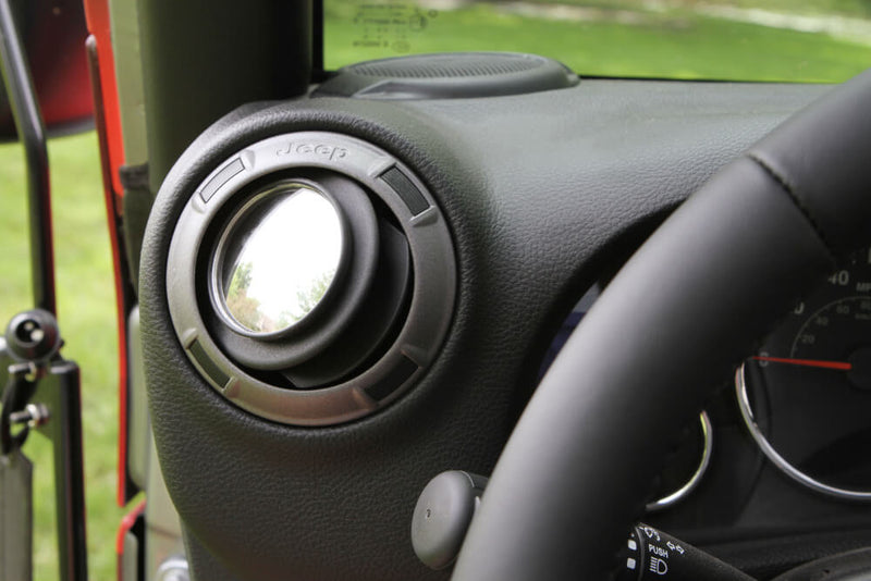 STICK ON MIRROR KIT FOR JEEP WRANGLER JL/JLU. ATTACHES TO VENTS. 2 MIRRORS IN KIT. DOORLESS VENT SIDE MIRRORS.