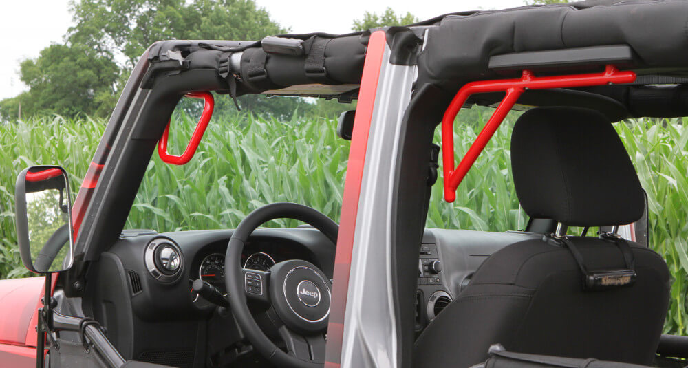 Steinjäger Interior Accessories Wrangler JK 2007-2018 Grab Handles Front and Rear for 4 Door JKU Red Baron