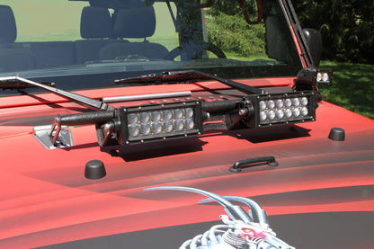 Steinjäger Exterior Accessories Wrangler JK 2007-2018 Light Mounts Hood Hinge Brackets and Lights Texturized Black