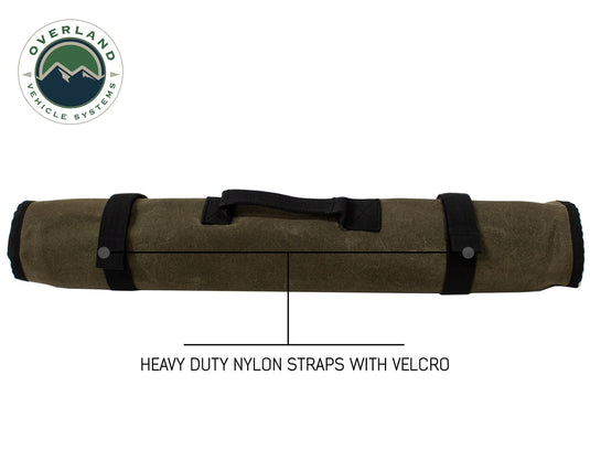 Overland Vehicle Systems Rolled Bag Socket With Handle And Straps - #16 Waxed Canvas