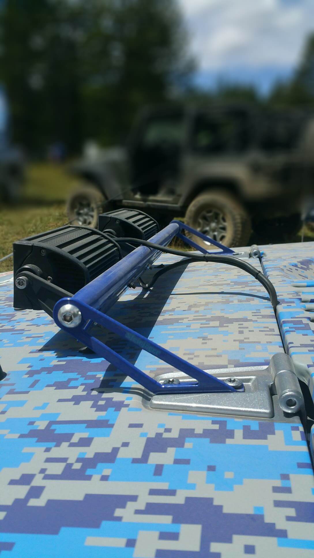 Steinjäger Exterior Accessories Wrangler JK 2007-2018 Light Mounts Hood Hinge Brackets and Lights Playboy Blue