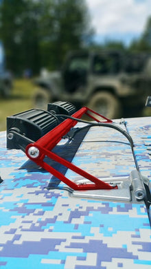 Steinjäger Exterior Accessories Wrangler JK 2007-2018 Light Mounts Hood Hinge Brackets and Lights Red Baron