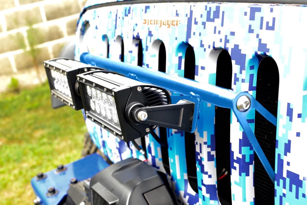 Steinjäger Exterior Accessories Wrangler JK 2007-2018 Light Mounts Grill Brackets Playboy Blue