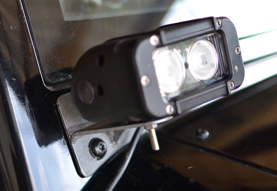Steinjäger Exterior Accessories Wrangler JK 2007-2018 Light Mounts Lower Windshield Brackets and Lights Gray Hammertone