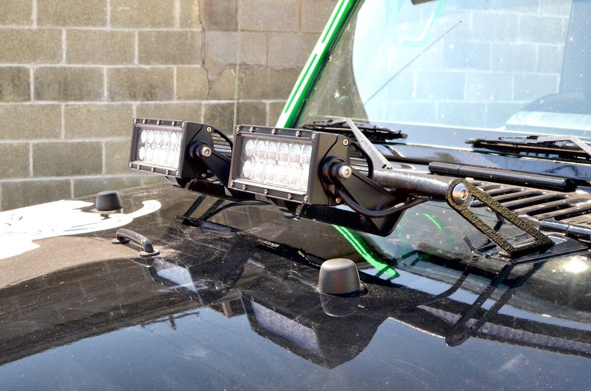 Steinjäger Exterior Accessories Wrangler JK 2007-2018 Light Mounts Hood Hinge Mount Brackets Texturized Black