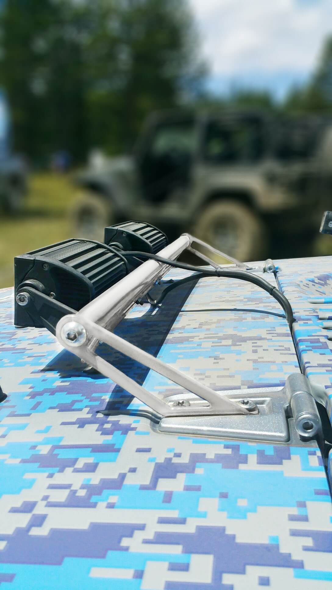 Steinjäger Exterior Accessories Wrangler JK 2007-2018 Light Mounts Hood Hinge Brackets and Lights Cloud White