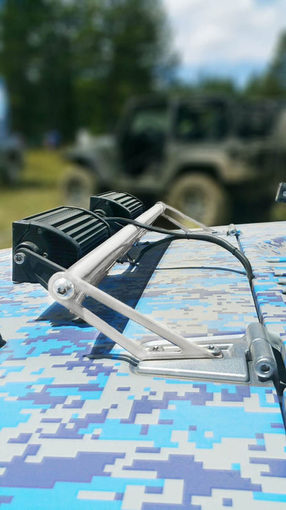 Steinjäger Exterior Accessories Wrangler JK 2007-2018 Light Mounts Hood Hinge Brackets and Lights Cloud White