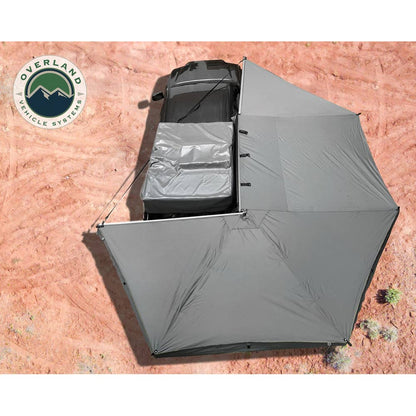 Overland Vehicle Systems HD Nomadic 270 - Awning, Wall 1, 2 & 3, Passenger Side, Grey Body, Green Trim & Black Travel Cover