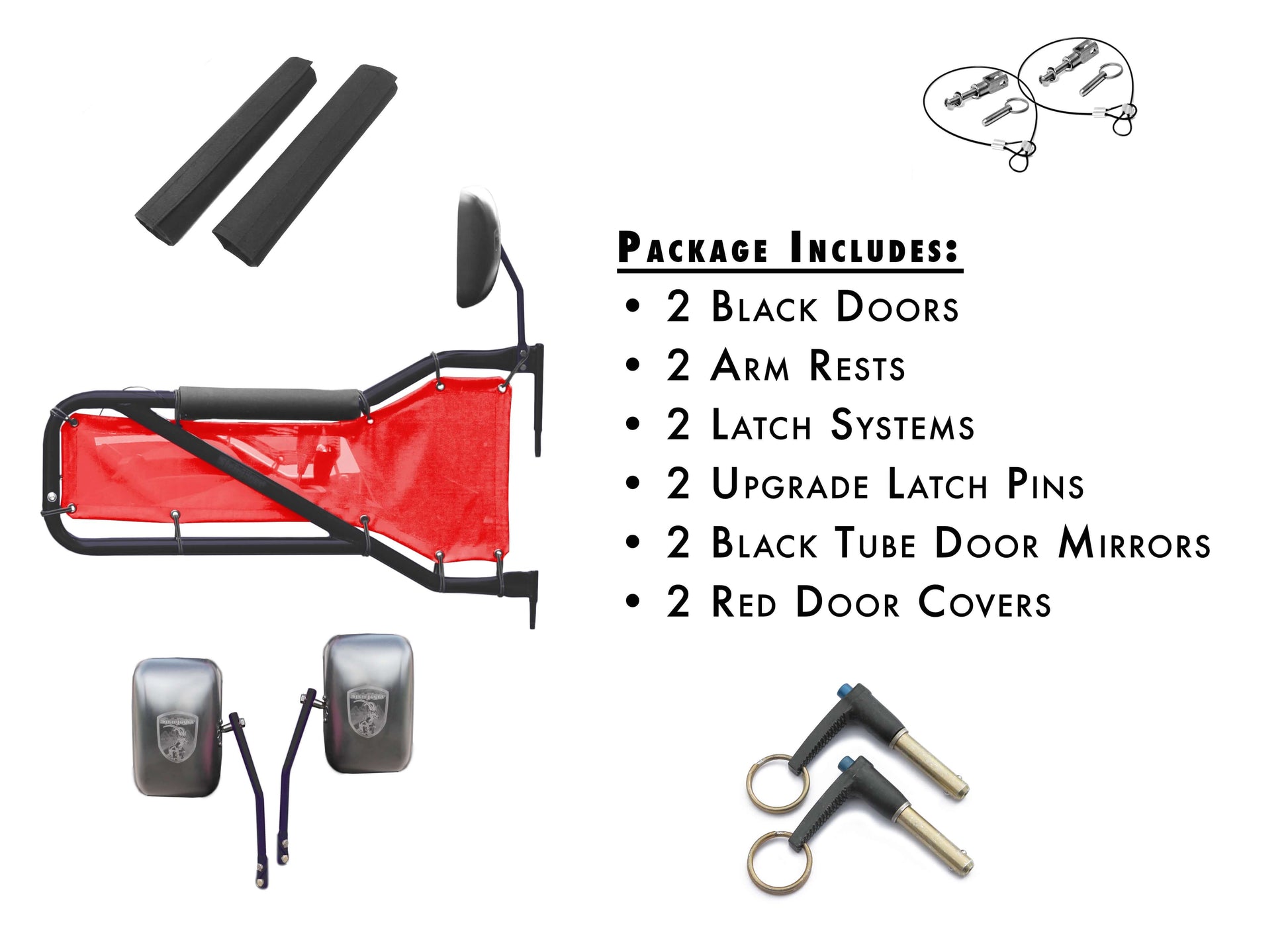 Steinjäger Doors Wrangler JK 2007-2018 Trail, Tubular Style Kit, Front Doors Black Doors - Red Covers