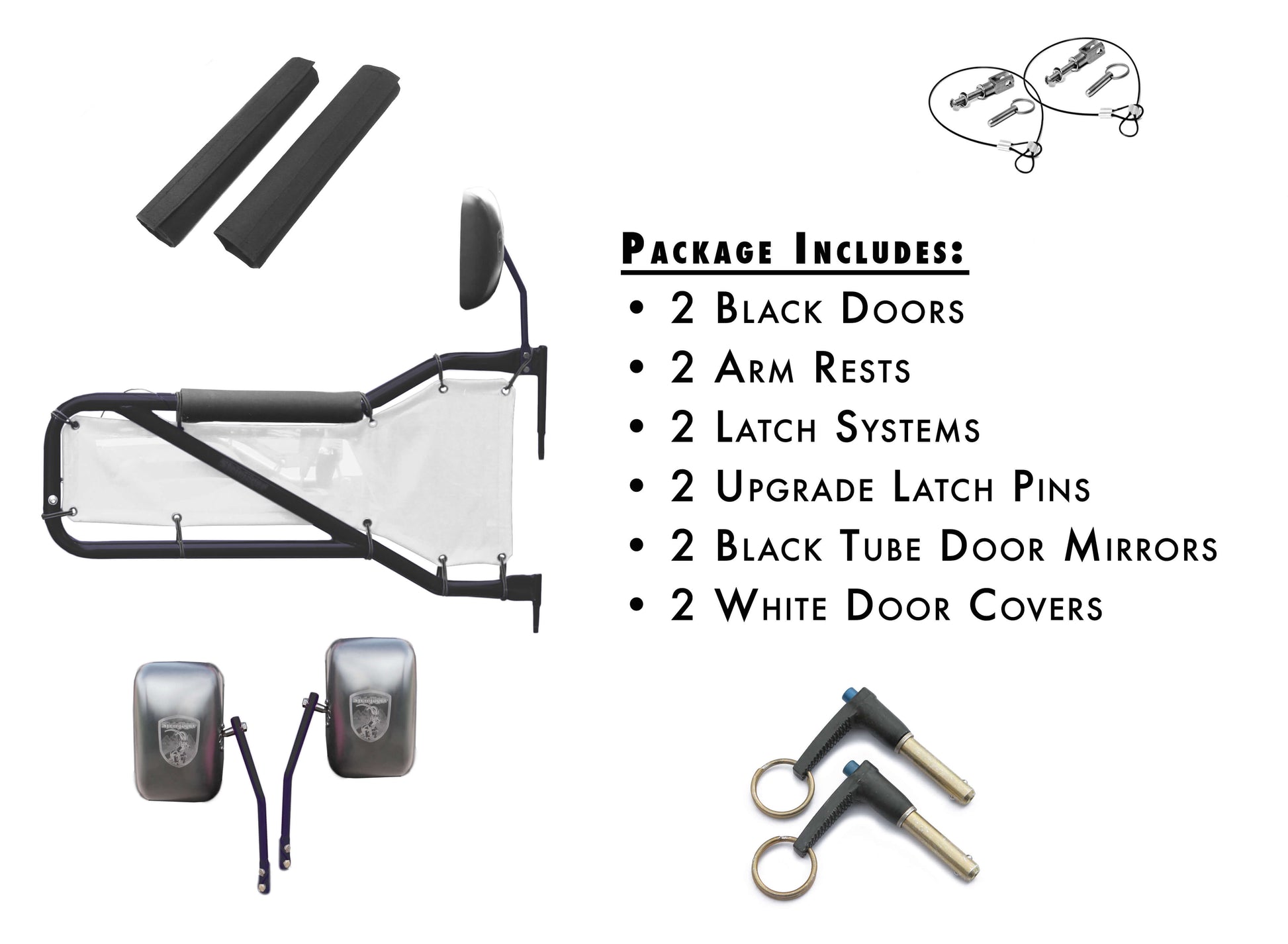 Steinjäger Doors Wrangler JK 2007-2018 Trail, Tubular Style Kit, Front Doors Black Doors - White Covers