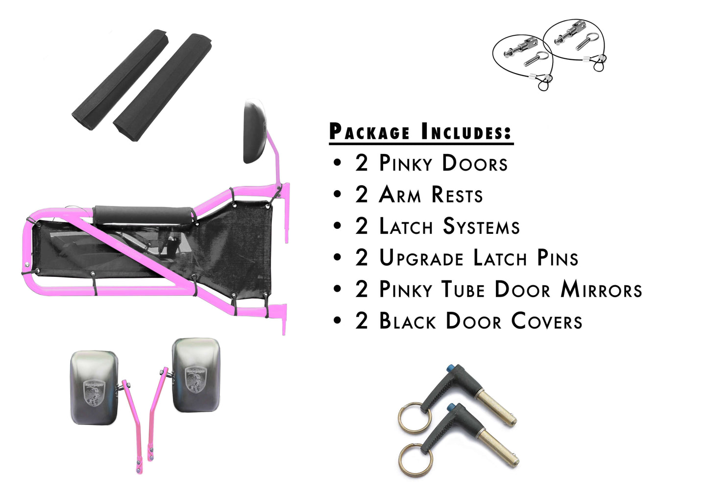 Steinjäger Doors Wrangler JK 2007-2018 Trail, Tubular Style Kit, Front Doors Pinky Doors - Black Covers